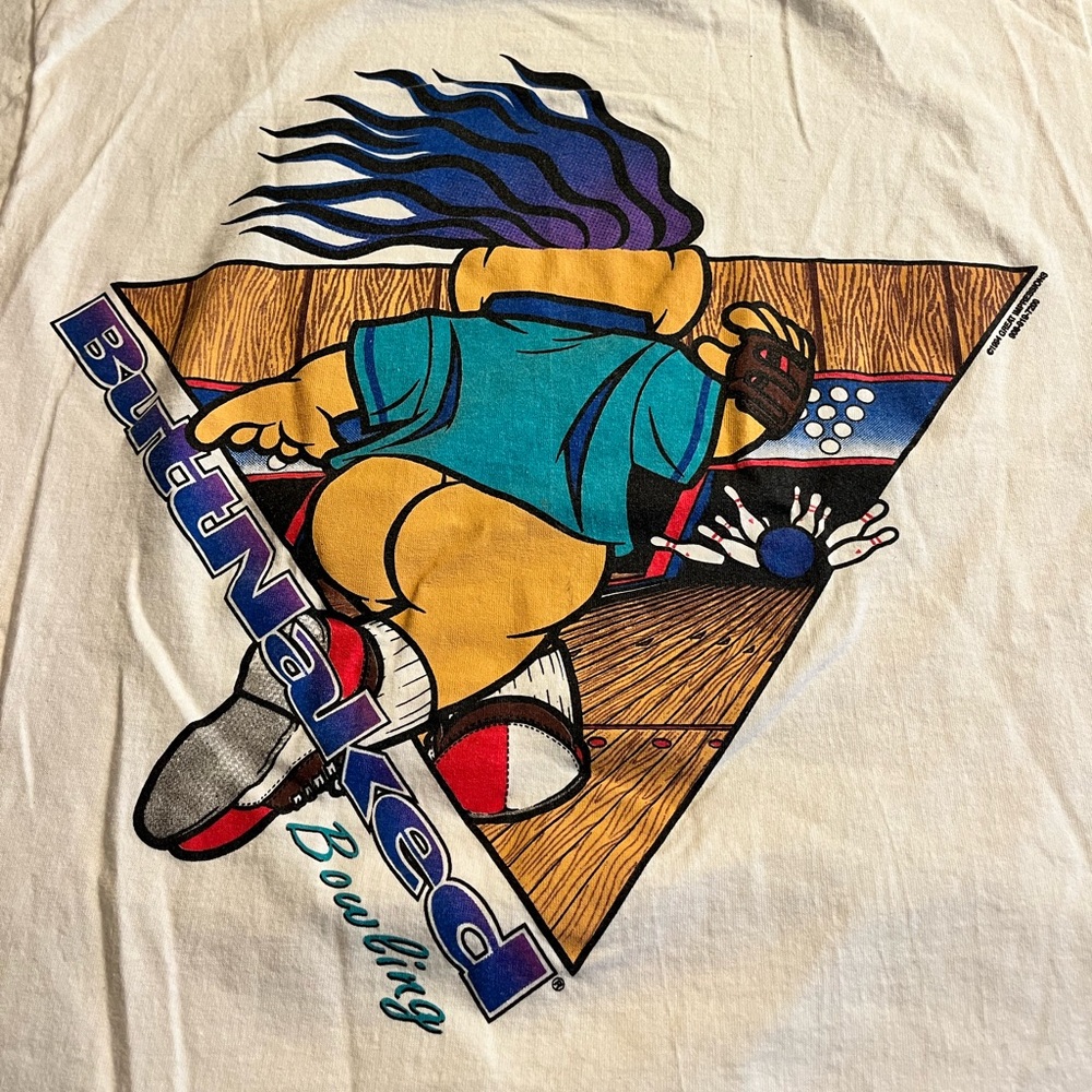 Funny Rare 1994 Single Stitch Butt Naked Bowling T-Shirt.